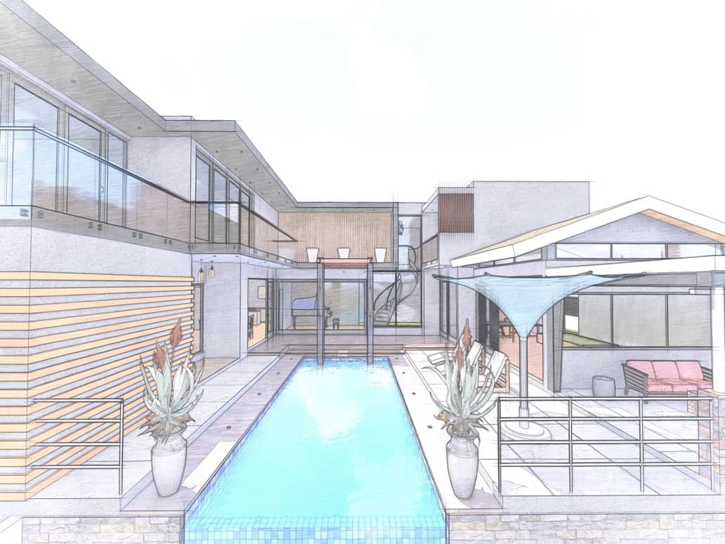 Modern house oilpaint effect