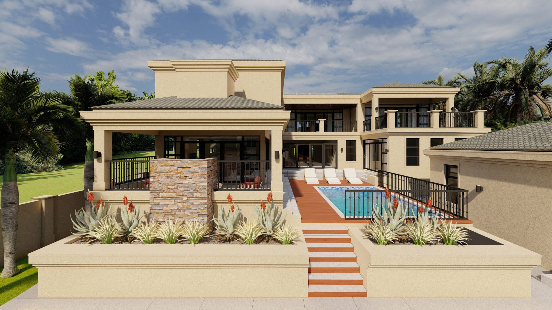 Double storey house with pool