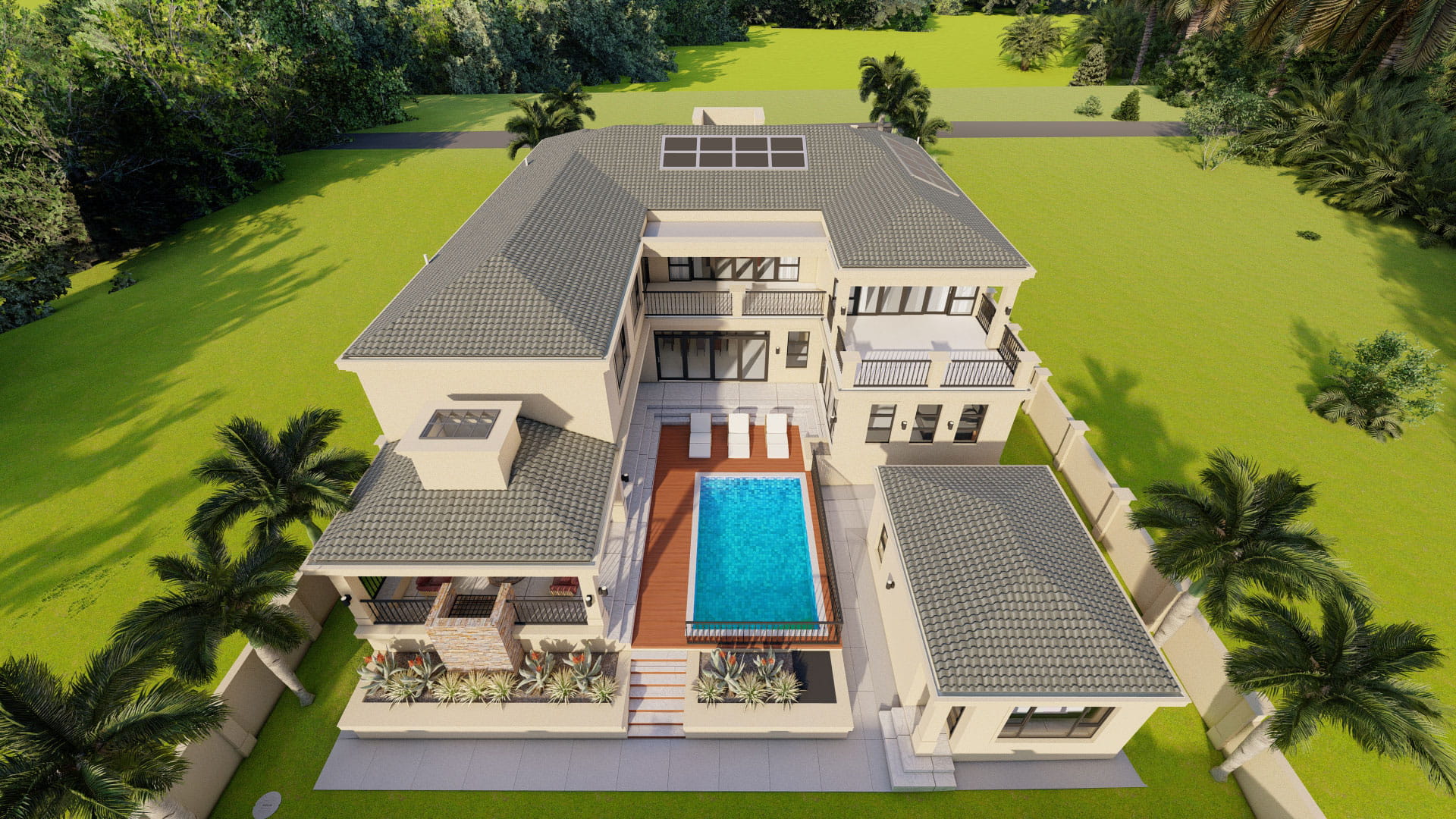 Double storey house aerial view
