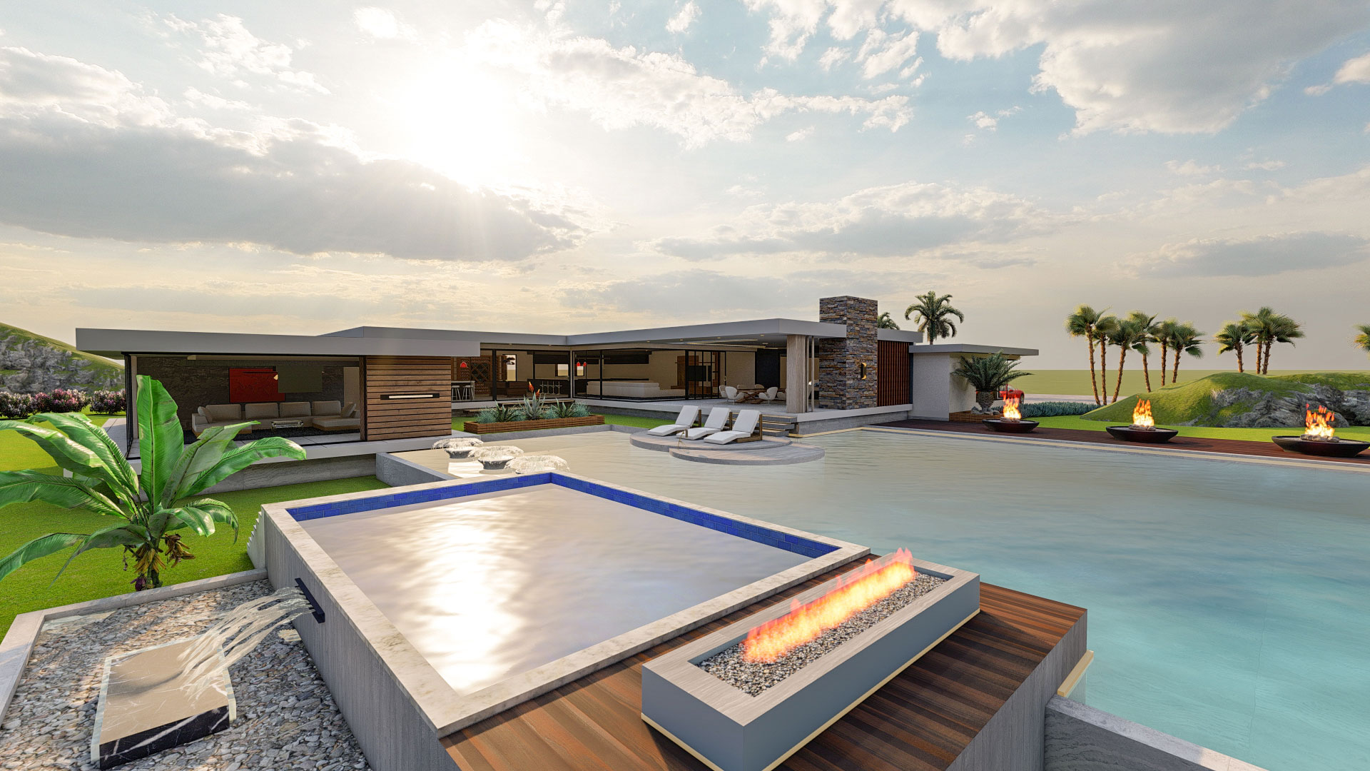 The deck around the pool