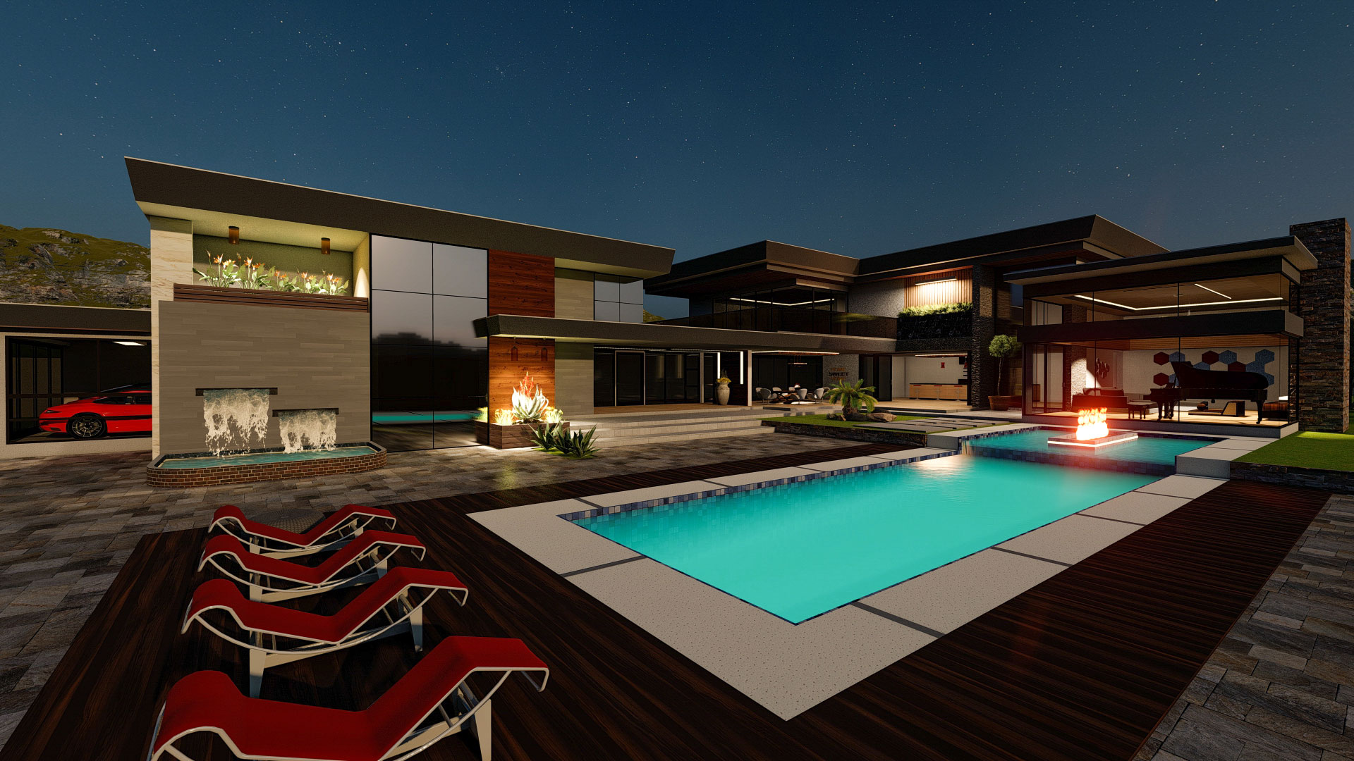 Mansion entertainment area