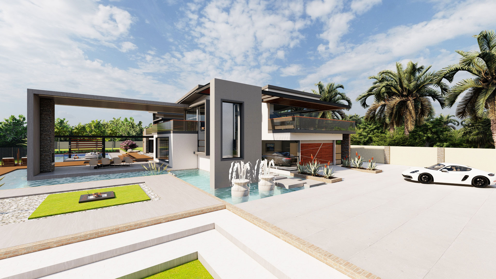 Two-storey luxurious outdoor pool