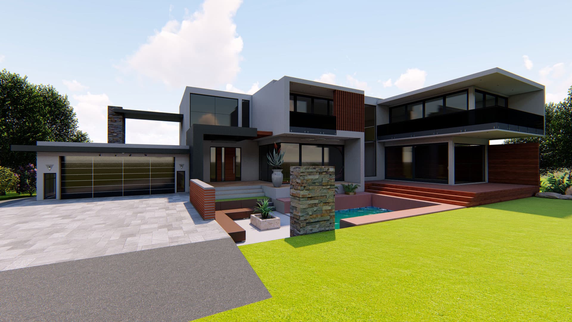 Modern double storey outdoor chilling area