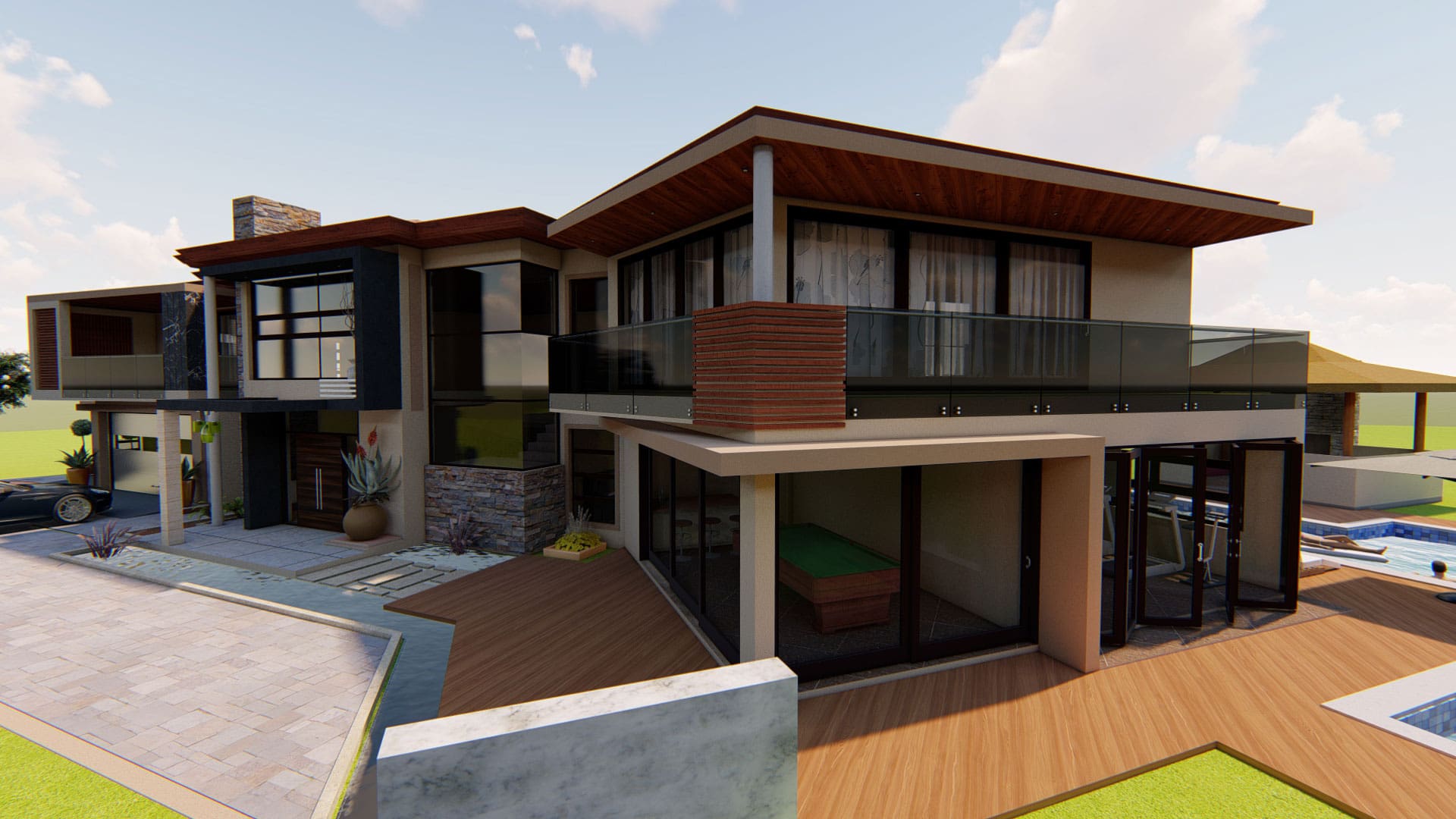 Modern mansion Entertainment area with a bar