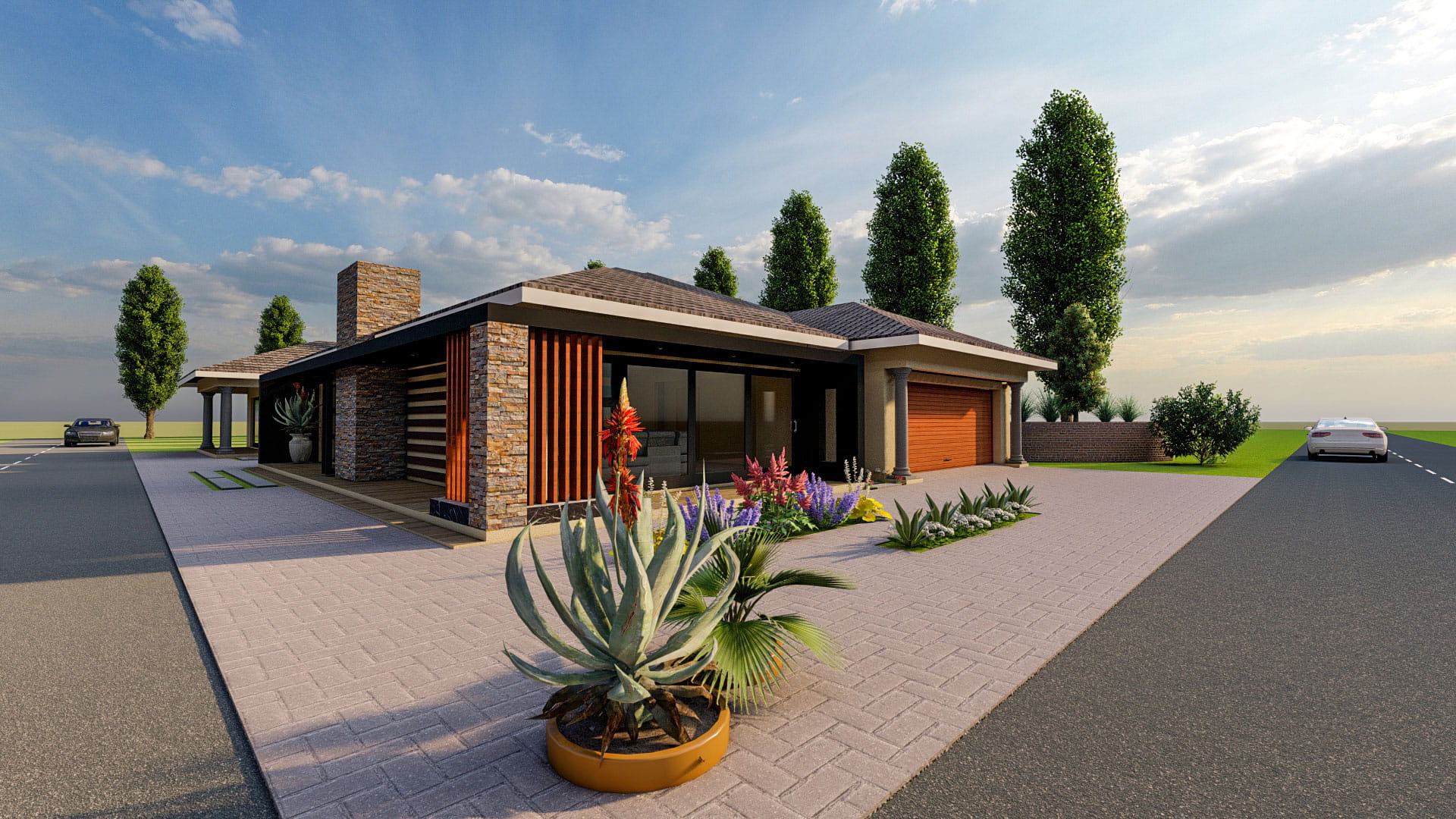 Front view with garden